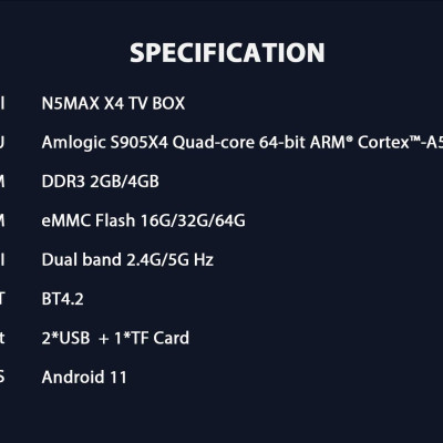 Android tivi box MAGICSEE N5 MAX X4 Ram 4G Android 11, S905X4, wifi 2 băng tần, bluetooth cài sẵn phim HD, truyền hình cáp miễn phí vĩnh viễn - Hàng nhập khẩu