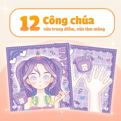 Sách - Tiệm Làm Nail - Công Chúa Hoạt Hình - 400+ Stickers Dễ Thương -  Bóc Dán Sticker Cho Bé Gái - Megabook