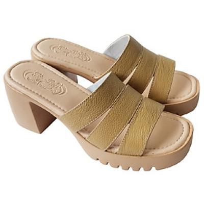 Dép Cao Gót Nữ BIGGBEN Da Bò Cao 8 Phân DCG100