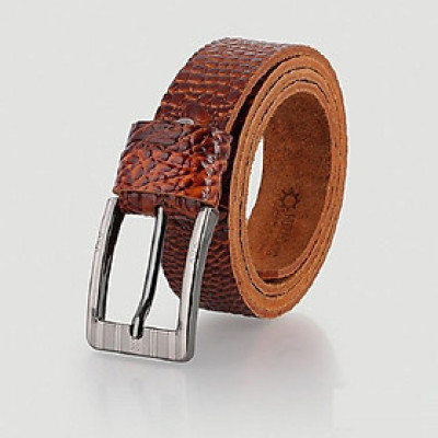 Dây nịt nam vân cá sâu Huy Hoàng 1 lớp màu da HP4149