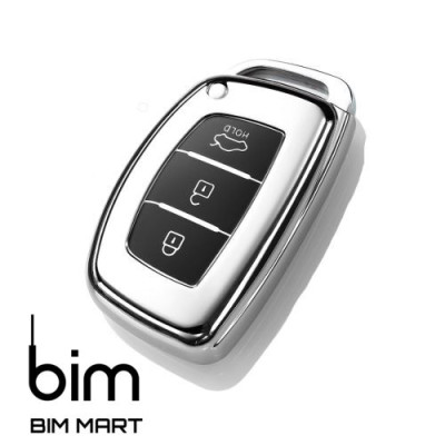 Ốp Chìa Khóa Silicon Tráng Gương Dành Cho Xe Hyundai Grand i10, Tucson, Elantra - Kèm móc treo