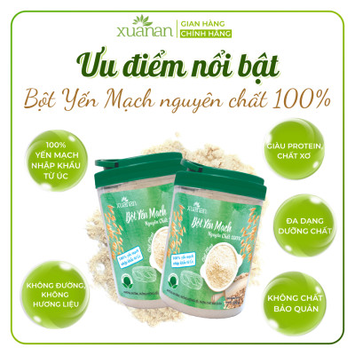 Bột Yến Mạch Nguyên Chất 100% Xuân An [ko đường] Hộp 500G(Tặng Kèm 1 Túi Yến Mạch 150G)