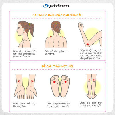 Miếng dán giảm đau Phiten titanium power tape (70 miếng) PT610000 hỗ trợ vận động, giảm đau vai gáy, đau khớp