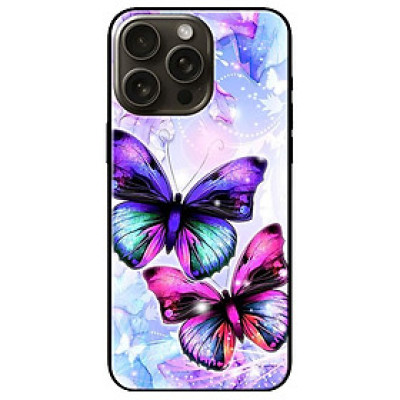 Ốp lưng dành cho Iphone 15 - Iphone 15 Plus - Iphone 15 Pro - Iphone 15 Pro Max - Cặp Đôi Bướm Tím Hồng - Hàng Chính Hãng
