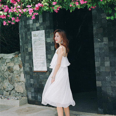 Đầm maxi dài trắng, dáng xòe, đẹp nhẹ nhàng, tinh khôi, lưng trần đan dây quyến rũ | MX028