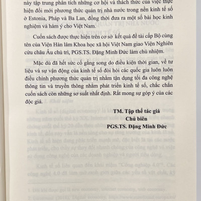 Sách - Quản Trị Nhà Nước Trong Nền Kinh Tế Số Ở Một Số Nước Châu Âu
