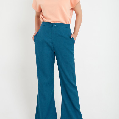 Quần nữ, quần ống loe LA MỘC chất liệu Cotton Crepe, siêu hack dáng, hàng thiết kế