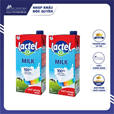 COMBO 2 Hộp Sữa Tiệt Trùng Nguyên Chất Lactel 1L | Lactel UHT Whole Milk 1L