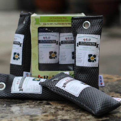 Túi hút ẩm khử mùi và lọc không khí cho tủ Giày Dép (hộp 4 túi nhỏ) làm từ Than hoạt tính gáo dừa