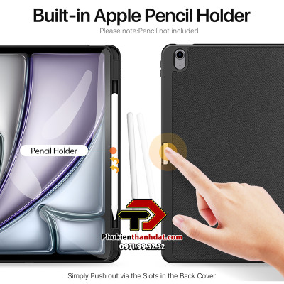Bao da chống sốc cho iPad Air M2 13 inch 2024 chính hãng Dux Ducis Domo có ngăn để bút - Hàng chính hãng 