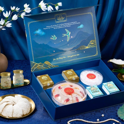 [CHÍNH HÃNG] Yến Sào Hoàng Kim - Hộp Quà Phúc Khang Hòa Vị (50g Tổ Yến Sạch Loại 1 & 4 Hũ Yến Mix 2 Vị) - Quà Biếu Tặng Gia Đình, Người Thân