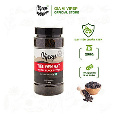 Tiêu Đen Hạt Tự Nhiên Vipep Hũ Nhựa 250g