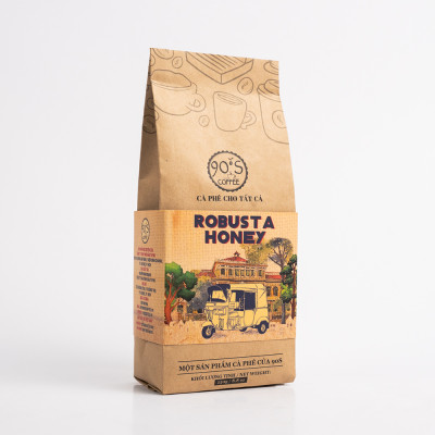 Cà Phê Robusta Honey Rang Xay Nguyên Chất - 90S Coffee Vietnam - 100% Cà Phê Sạch Cao Cấp