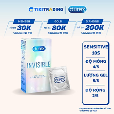 Bao cao su Durex Invisible Extra Thin Extra Sensitive 1 Hộp 10 Bao