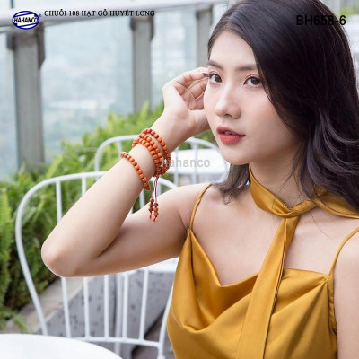 Chuỗi vòng cổ/vòng tay 2in1 gỗ Huyết Long thấu quang (BH658) An Yên - Thịnh Vượng - Bracelet of HAHANCO