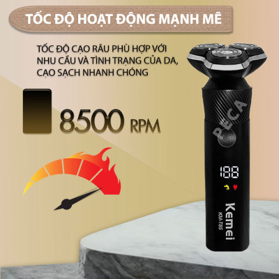 Máy cạo râu khô và ướt KEMEI KM-T85 chống thấm nước IPX6 công suất 8W sạc USB nhanh 1.5 giờ - Hàng chính hãng