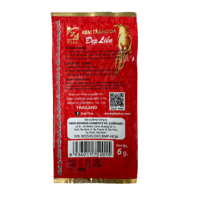 Kem Zale Đỏ 6G - trắng da, mờ nám - Bộ 04 HỦ