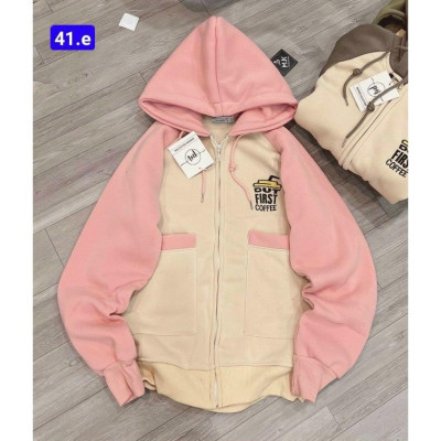 Áo khoát nỉ FIRST COFFE nỉ dệt xuất khẩu form rộng phối đẹp xinh xinh-A2121