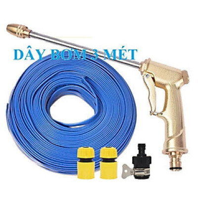 ️Evoucher Bộ dây vòi xịt nước rửa xe, tưới cây , tăng áp 3 lần,loại 3m,5m 206701-3 đầu đồng,cút nối nhựa đen+  đai