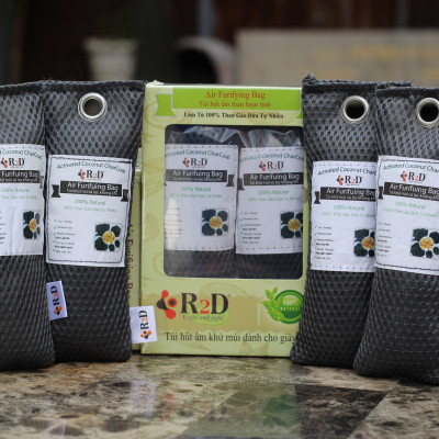 Túi hút ẩm khử mùi và lọc không khí cho tủ Giày Dép (hộp 4 túi nhỏ) làm từ Than hoạt tính gáo dừa