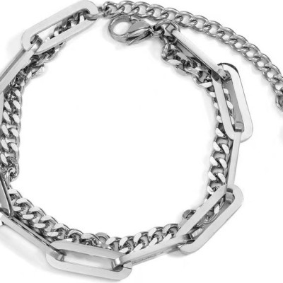 Vòng đeo tay 2 lớp titan xích vuông độc đáo