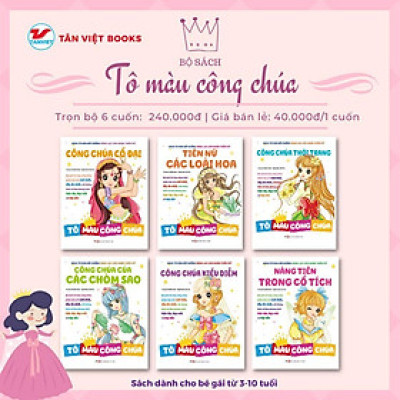 Sách - Bồi Dưỡng Năng Lực Cảm Nhận Thẩm Mỹ - Tô Màu Công Chúa - Chọn Lẻ 6 Chủ Đề - Tân Việt Books