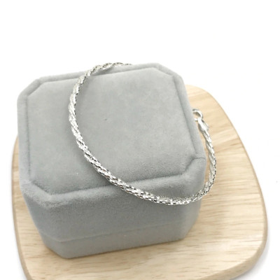 Vòng Tay Lắc Tay Nữ Dây Xoắn Tròn Dạng Dây Mềm Bạc 925 Cao Cấp Bạc Hiểu Minh LTU570