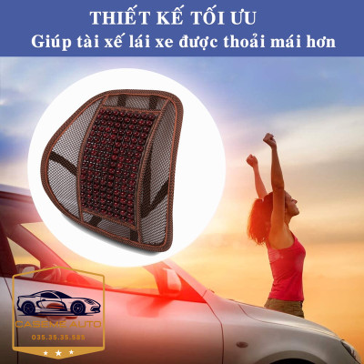 Tựa Lưng Lưới Đan Hạt Gỗ Dành Cho Ghế Ô Tô Và Văn Phòng Chống Mỏi Lưng - Hàng Chính Hãng