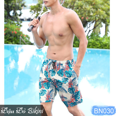Quần đùi đi biển nam, quần thể thao du lịch hoạ tiết hoa lá trẻ trung, phom rộng rãi thoải mái, chất đẹp dày dặn | BN030