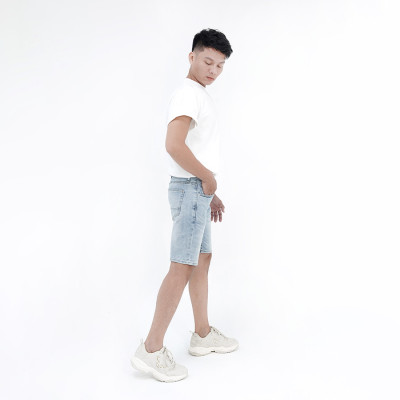 Quần Short Jeans Nam Cao Cấp HUNTER X-RAYS Form Slimfit  Màu Xanh Wash Bạc S37