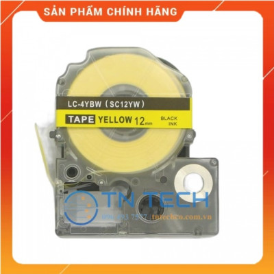 Nhãn in TEPRA - EPSON LC-4YBW (SC12YW) – Chữ đen nền vàng 12MM X 8M  - Dùng cho máy in nhãn TEPRA - EPSON [Hàng nhập khẩu]
