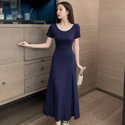 Đầm Thun Trơn Sát Nách Dáng Dài Chất Cotton Mềm Mịn Mặc Mát Haint Boutique-Xanh Đen-Hb35