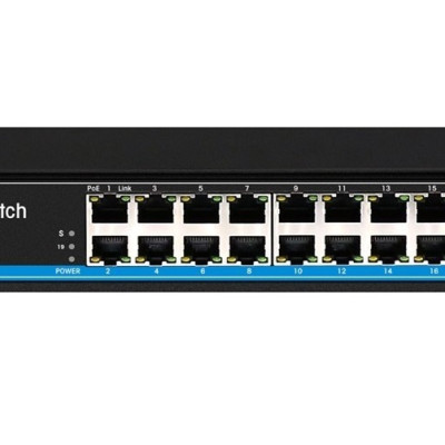Bộ chuyển mạch 19 port unmanaged Ethernet Switch, 16 FE PoE, 2 Gigagit, 1SFP, 300w power supply - Xmethod Network - Hàng chính hãng 