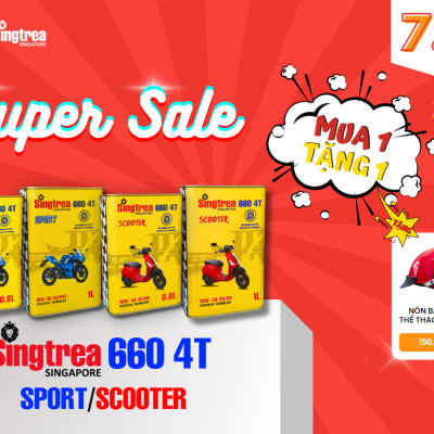 Dầu nhớt xe máy cao cấp Singtrea 660 SCOOTER 4T 10W-40 SN/MB 0.8L dành cho xe tay ga