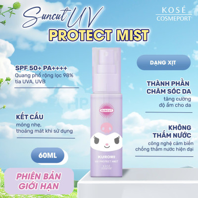 Xịt Chống Nắng Giúp Dưỡng Ẩm Và Bảo Vệ Da Kose Suncut Protect UV Mist N 60mL ( Bản Giới Hạn Kuromi )