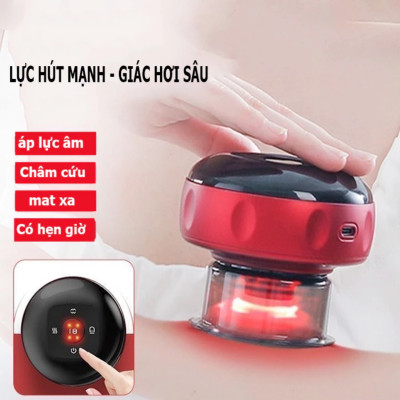 Máy Giác Hơi Cạo Gió Điện Cầm Tay Nhật Bản: Massage 6 Chế Độ, Giảm Đau Nhanh Chóng, ĐÈN TRANG TRÍ
