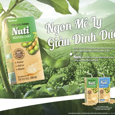 Thùng 36 Bịch Sữa đậu nành Nuti Nguyên Chất Bịch 200ml TU.NSDN01TI  NUTIFOOD