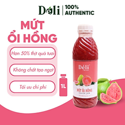 Mứt ổi hồng pha chế Déli - chai 1L
