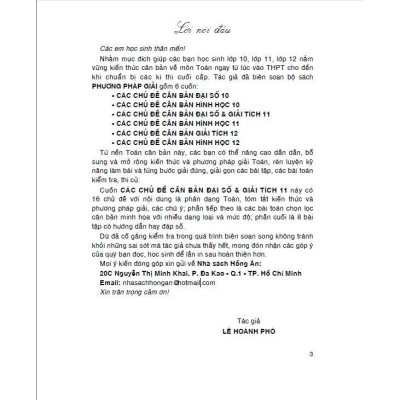 Sách - Phương Pháp Giải Các Chủ Đề Căn Bản Đại Số Và Giải Tích Lớp 11 - Dùng Chung Cho Các Bộ SGK Hiện Hành - Hồng Ân