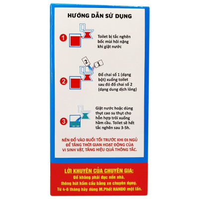 Bộ gồm 2 chai Thông tắc + khử mùi bể phốt HANDO 860g