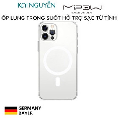 Ốp Lưng Trong Suốt Hỗ Trợ Sạc Từ Tính MIPOW TEMPERED GLASS, Chống Ố Dành Cho iPhone 14 ProMax / 14 Pro/ 14 Plus / 14 - Hàng Chính Hãng