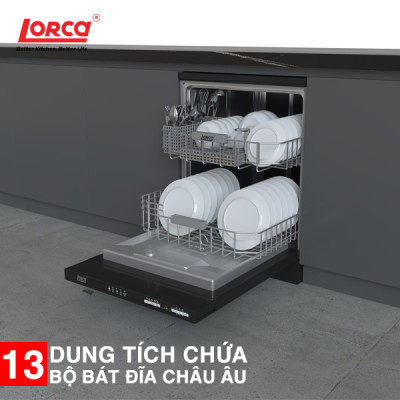 Máy Rửa Bát 13 Bộ LORCA TA 918DWB Hàng Chính Hãng Nhập Khẩu Cao Cấp Hiệu Suất Cao Chống Ồn Tiết Kiệm Điện