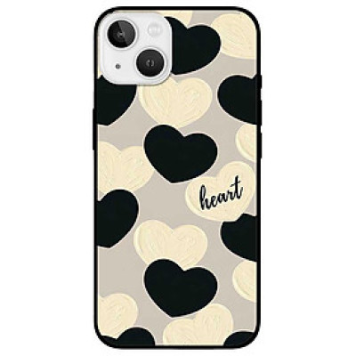 Ốp lưng cho iPhone 12 - iPhone 12 Pro - 12 Pro Max - 13 Mini - iPhone 13 - 13 Pro - 13 Pro Max - Tim Trắng Đen HEART - Hàng Chính Hãng