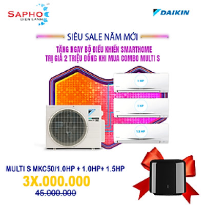 [Free Lắp HCM] Hệ Thống Máy lạnh Multi S Daikin Inverter Combo MKC70SVMV/CTKC35RVMV+CTKC35RVMV+CTKC25RVMV Treo Tường 1 Chiều Lạnh Hàng Chính Hãng 