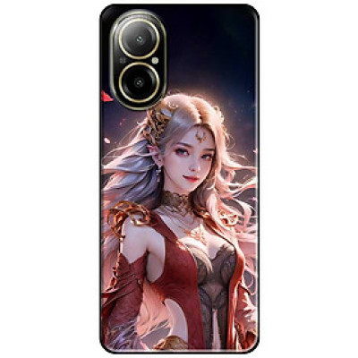 Ốp lưng cho Oppo Realme 10 - C11 2021 - C65 4G - C67 - C20 - Poco X6 5G - Mỹ Nữ Áo Đỏ Đen - Hàng Chính Hãng