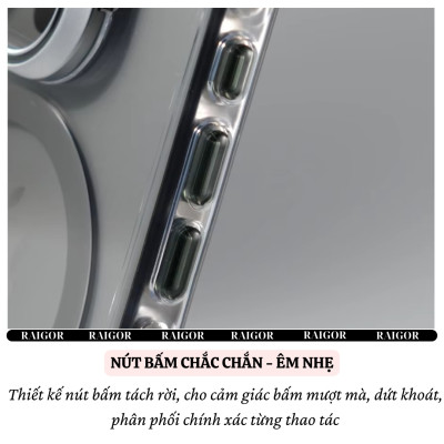 Ốp lưng chống sốc cho iPhone 16 Pro Max iP 15 Pro Max sạc không dây từ tính viền bảo vệ camera kiêm giá đỡ trong suốt hiệu Raigor Rita - Hàng nhập khẩu