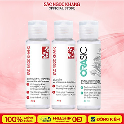 [Size du lịch] Bộ sản phẩm thiết yếu Sắc Ngọc Khang gồm Sữa tắm 30g + Gel rửa mặt 30g+Dung dịch vệ sinh phụ nữ 30g