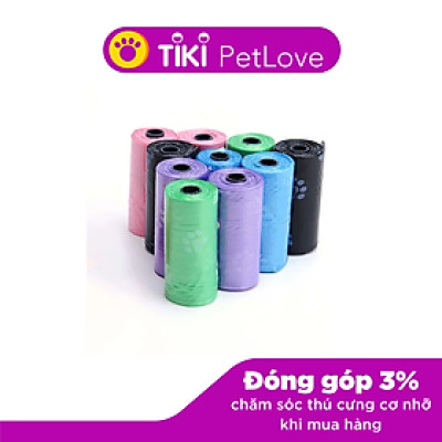 Cuộn nilon dọn hốt phân cho thú cưng (bịch 10 cuộn, màu và mẫu giao ngẫu nhiên )