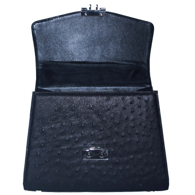 HJ6457-58-59-60 - Túi hộp đeo chéo nữ Huy Hoàng da đà điểu màu đen, nâu đất, vàng bò, nâu đỏ