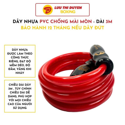 Dây Nhảy Thể Lực Tự Hào Việt Nam - Lừu Thị Duyên Boxing - Bản Đặc Biệt - Cán Sơn Đen - Nặng 450g, Dài 3m